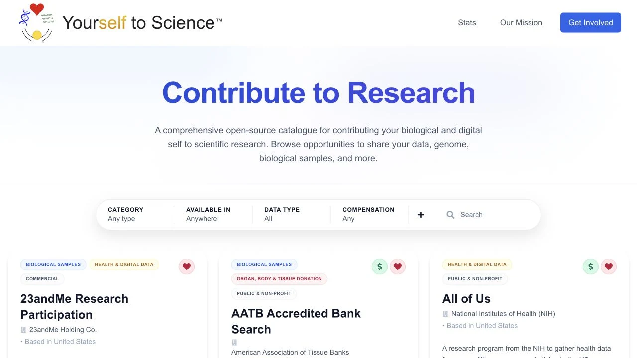 Yourself to Science research-participation directory