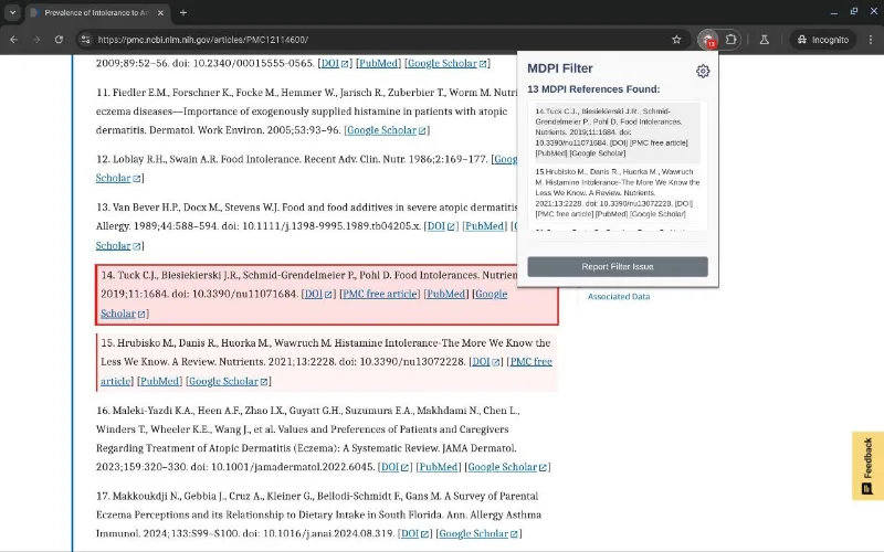 MDPI Filter extension interface and filtering controls
